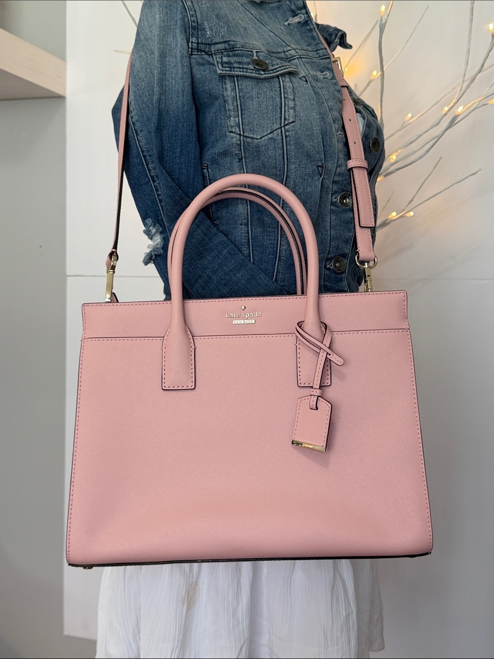 NWOT kate spade Pink Saffiano Leather Crossbody Tote